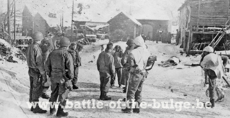 291th regiment of the 75th infantry division in Mont/ Grand Halleux with German POW's, january 15th 1945